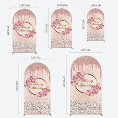 Lofaris Rose Gold Glitter Floral Happy Birthday Arch Backdrop