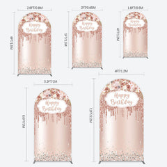 Lofaris Rose Gold Glitter Flowers Birthday Arch Backdrop
