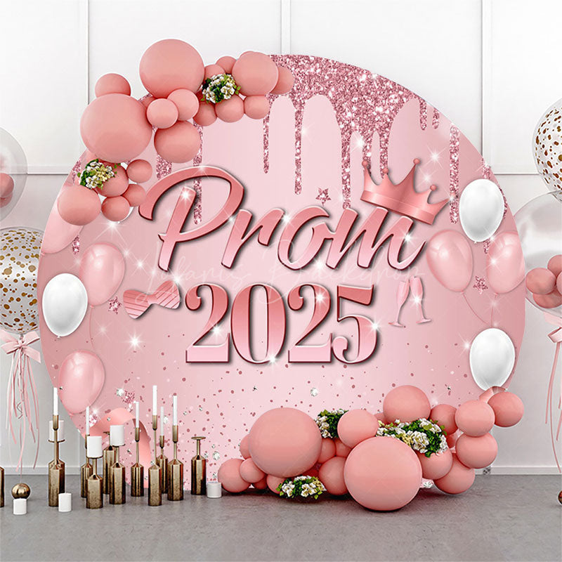 Lofaris Rose Gold Glitter Round Prom Graduation Party Backdrop