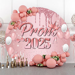 Lofaris Rose Gold Glitter Round Prom Graduation Party Backdrop