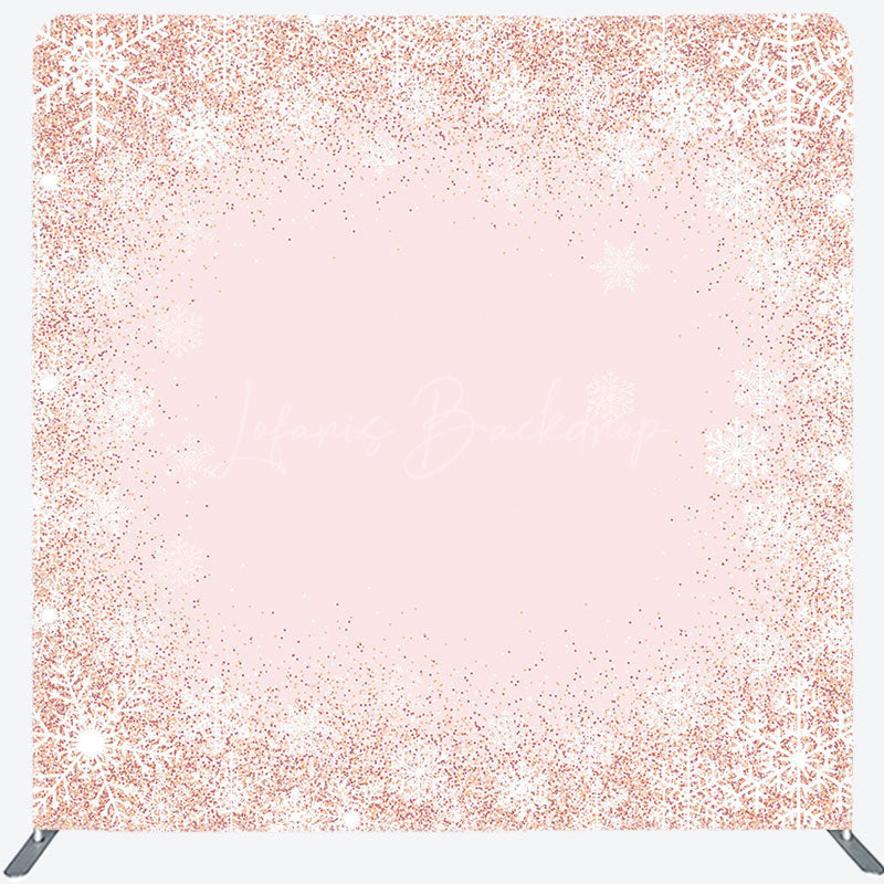 Lofaris Rose Gold Glitter Snowflake Winter Square Backdrop