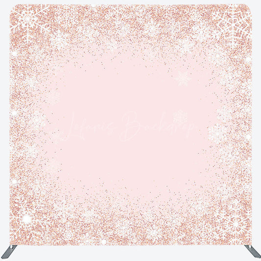 Lofaris Rose Gold Glitter Snowflake Winter Square Backdrop