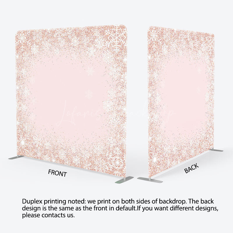 Lofaris Rose Gold Glitter Snowflake Winter Square Backdrop