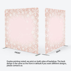 Lofaris Rose Gold Glitter Snowflake Winter Square Backdrop