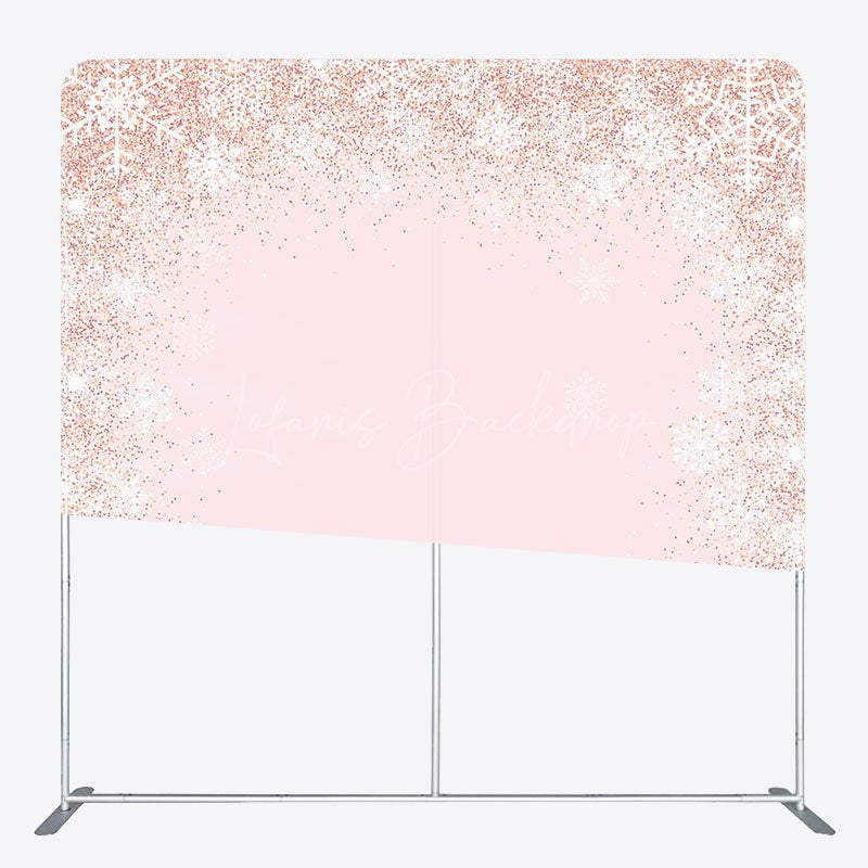Lofaris Rose Gold Glitter Snowflake Winter Square Backdrop