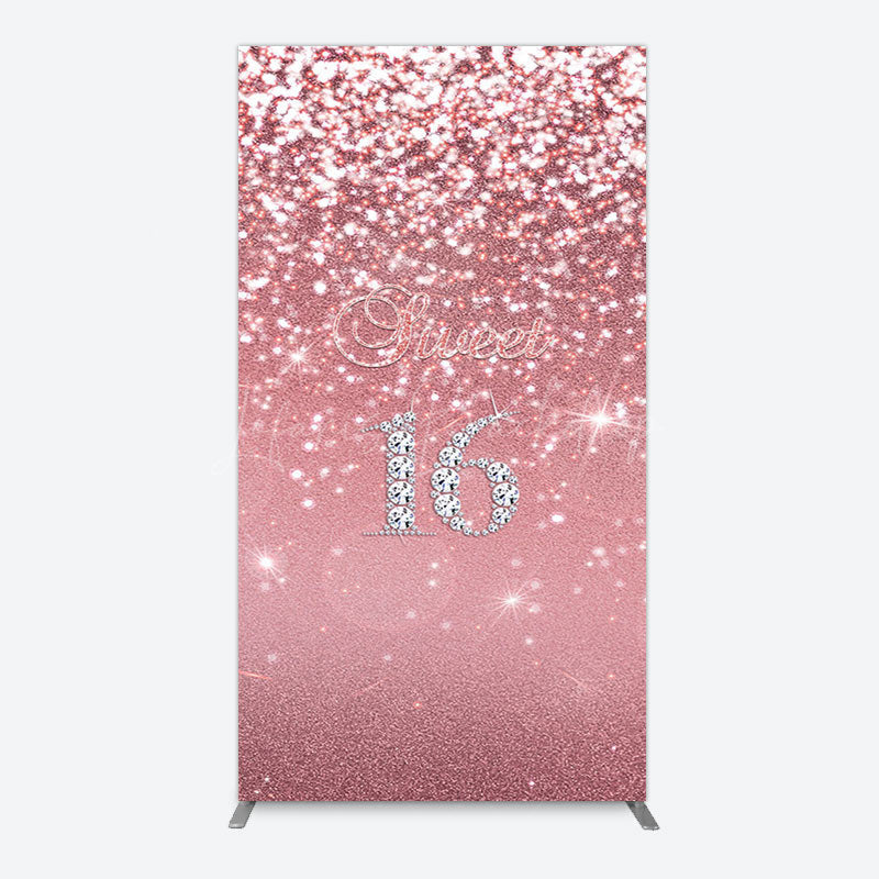 Lofaris Rose Gold Glitter Sweet 16 Birthday Arch Backdrop