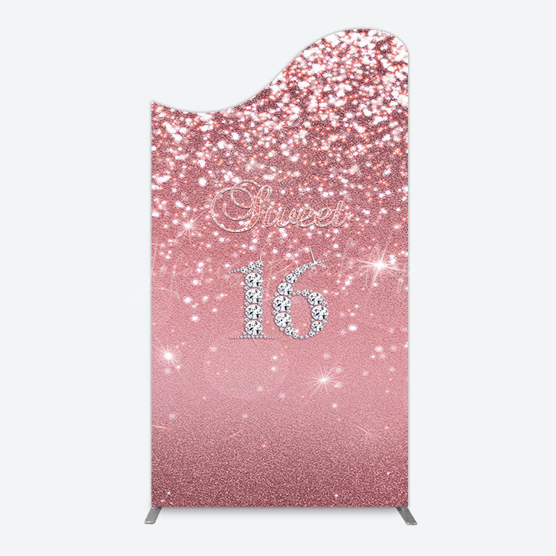 Lofaris Rose Gold Glitter Sweet 16 Birthday Arch Backdrop