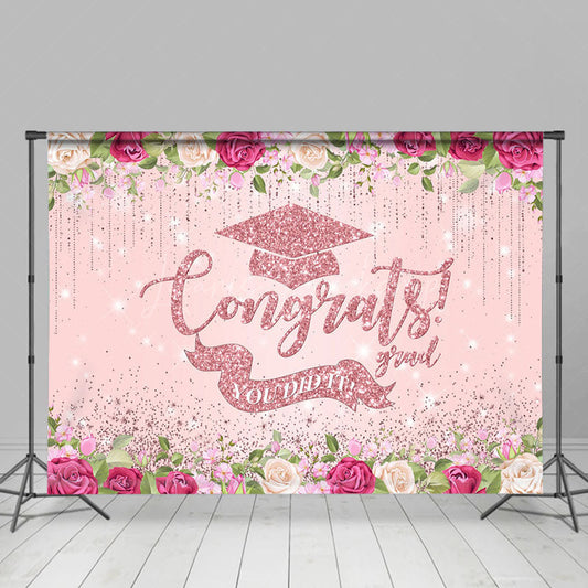 Lofaris Rose Gold Glitter You Did It Congrats Grad Backdrop