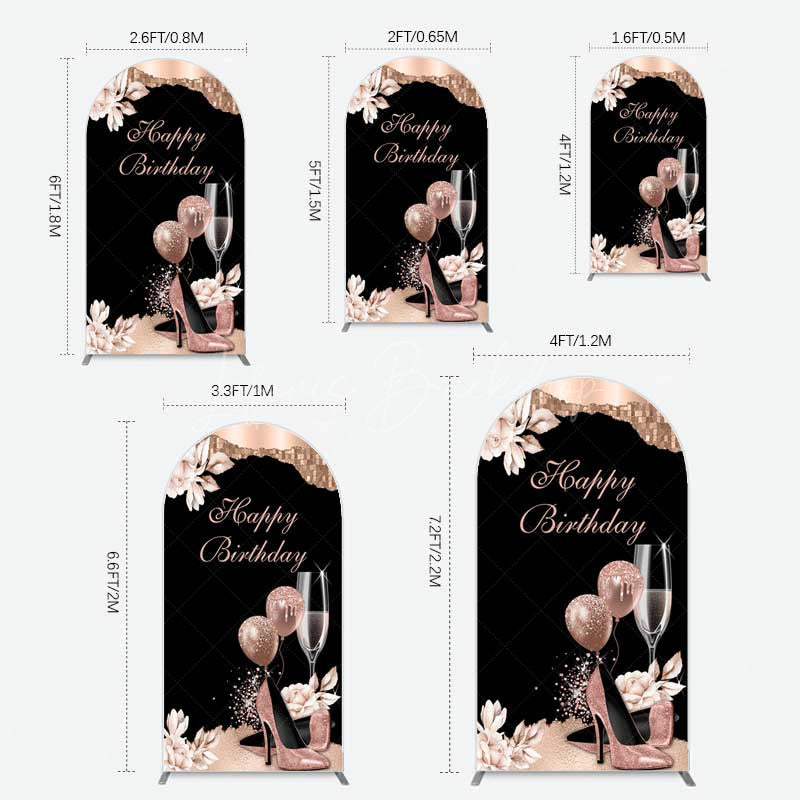 Lofaris Rose Gold High Heels Happy Birthday Arch Backdrop