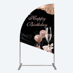Lofaris Rose Gold High Heels Happy Birthday Half Moon Arch Backdrop