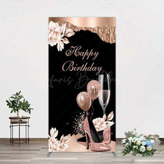 Lofaris Rose Gold High Heels Happy Birthday Rectangle Backdrop