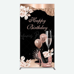 Lofaris Rose Gold High Heels Happy Birthday Rectangle Backdrop