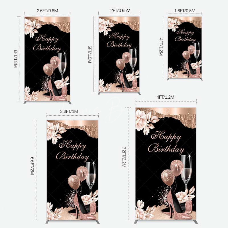 Lofaris Rose Gold High Heels Happy Birthday Rectangle Backdrop