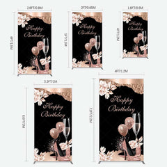 Lofaris Rose Gold High Heels Happy Birthday Rectangle Backdrop