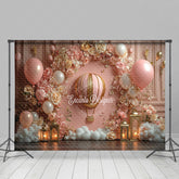 Lofaris Rose Gold Hot Air Balloon Birthday Cake Smash Backdrop