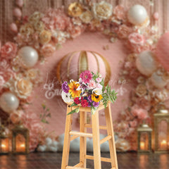 Lofaris Rose Gold Hot Air Balloon Birthday Cake Smash Backdrop