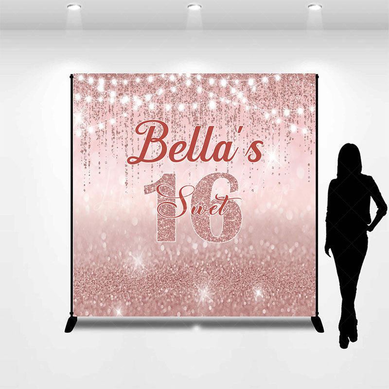 Lofaris Rose Gold Lighted Custom Name Sweet 16 Backdrop