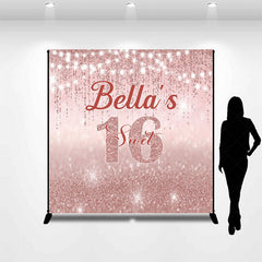 Lofaris Rose Gold Lighted Custom Name Sweet 16 Backdrop