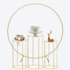 Lofaris Rose Gold Metallic Foil Texture Round Backdrop Kit Elegant Pink Glitter for Birthday Wedding or Bachelorette