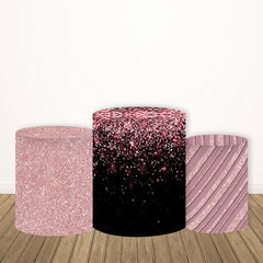 Lofaris Rose Gold Metallic Foil Texture Round Backdrop Kit Elegant Pink Glitter for Birthday Wedding or Bachelorette