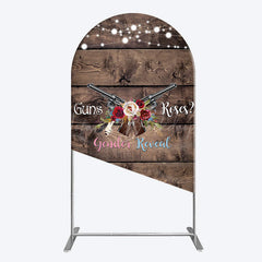 Lofaris Rose Guns Wooden Gender Reveal Arch Backdrop