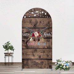Lofaris Rose Guns Wooden Gender Reveal Arch Backdrop