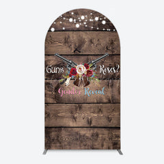 Lofaris Rose Guns Wooden Gender Reveal Arch Backdrop