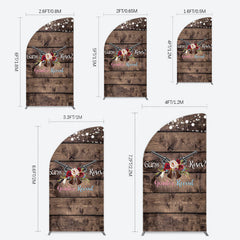 Lofaris Rose Guns Wooden Gender Reveal Half Moon Arch Backdrop
