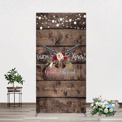 Lofaris Rose Guns Wooden Gender Reveal Rectangle Backdrop