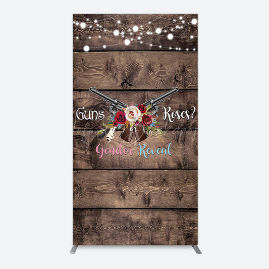 Lofaris Rose Guns Wooden Gender Reveal Rectangle Backdrop