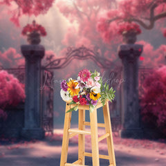 Lofaris Rose Red Floral Magic Gate Wedding Photography Backdrop