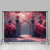 Lofaris Rose Red Floral Magic Gate Wedding Photography Backdrop