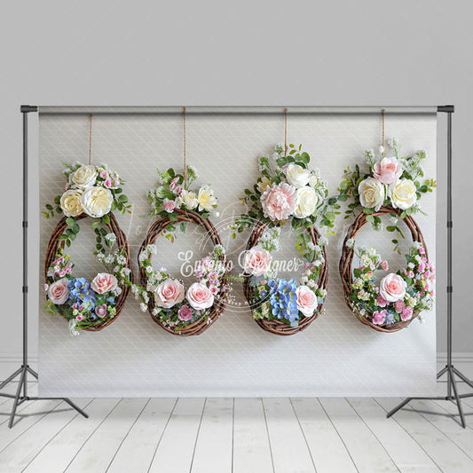 Lofaris Rose Vine Floral Wreath Spring Wedding Photo Backdrop