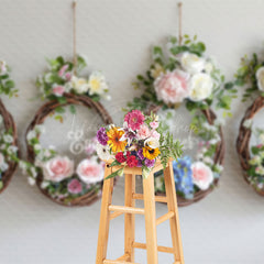 Lofaris Rose Vine Floral Wreath Spring Wedding Photo Backdrop