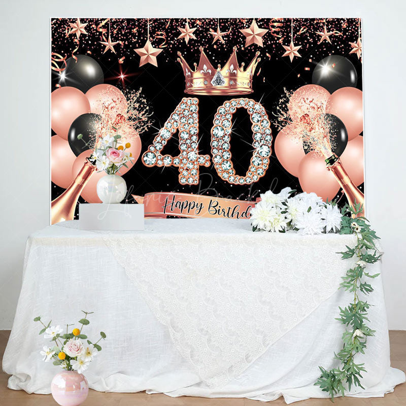 Lofaris Rosegold Queue Happy Birthday Crown Balloon Backdrop