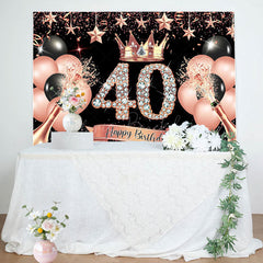 Lofaris Rosegold Queue Happy Birthday Crown Balloon Backdrop