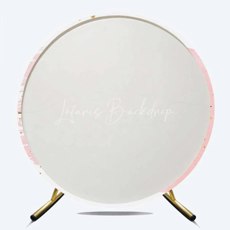 Lofaris Round Backdrop Baby Sprinkle Pink Watercolor and Gold Glitter Background Sweet Girl Shower Decorations