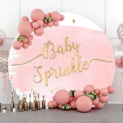 Lofaris Round Backdrop Baby Sprinkle Pink Watercolor and Gold Glitter Background Sweet Girl Shower Decorations