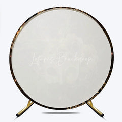 Lofaris Round Backdrop Black and Gold Masquerade Mask Vintage Roses Paisley Circle Cover