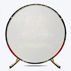 Lofaris Round Backdrop Black and Red Balloons Happy Birthday Roses Floral Circle Cover