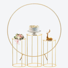 Lofaris Round Backdrop Boas Festas Red Satin Cover Gold Bells and Bow Circle Background Christmas Party Decoration