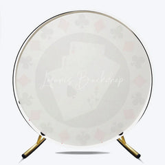 Lofaris Round Backdrop Casino Poker Chip Cover Las Vegas Aces Cards Circle Background Gambler Birthday Party Decoration