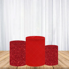 Lofaris Round Backdrop Feliz Natal Red Pine Needles Cover Christmas Ball Ornaments Circle Background Winter Holiday Decor