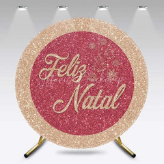 Lofaris Round Backdrop Pink Glitter Feliz Natal Cover Rose Gold Sparkle Christmas Tree Circle Background Holiday Party Prop