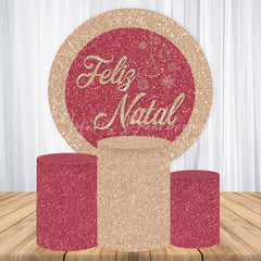Lofaris Round Backdrop Pink Glitter Feliz Natal Cover Rose Gold Sparkle Christmas Tree Circle Background Holiday Party Prop
