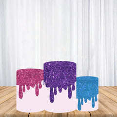 Lofaris Round Backdrop Pink Glitter Slime Drip Cover Paint Splash Circle Background Girls Art Theme Birthday Party Decoration