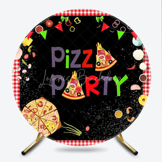 Lofaris Round Backdrop Pizza Party Theme Birthday Italian Food Cooking Chalkboard Circle Cover