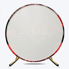 Lofaris Round Backdrop Red and Black Glitter Happy Birthday Sparkling Balloons Party Decor