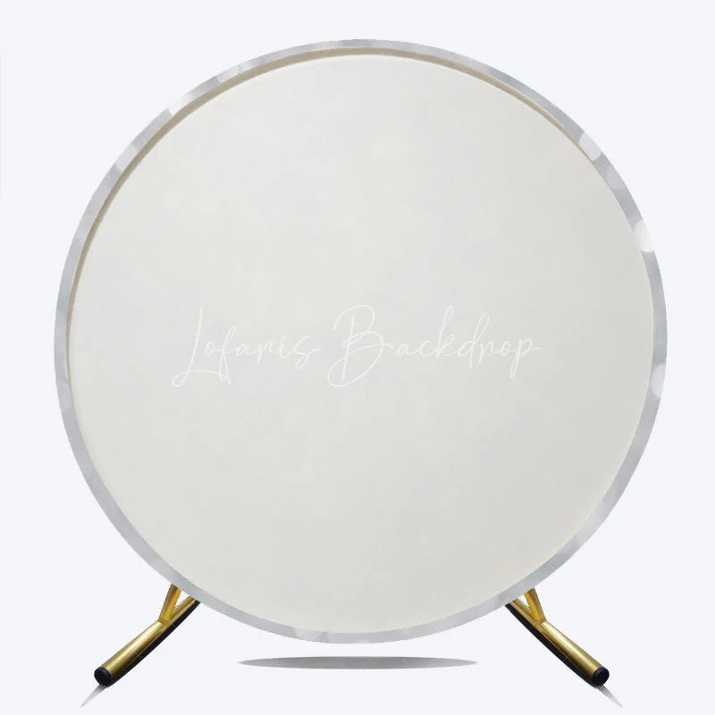 Lofaris Round Backdrop Silver Bokeh Glitter Spots Abstract White Shining Dots Circle Cover