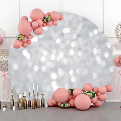 Lofaris Round Backdrop Silver Bokeh Glitter Spots Abstract White Shining Dots Circle Cover